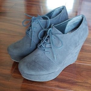 Material Girl Danity Lace Up Platform Wedge Bootie